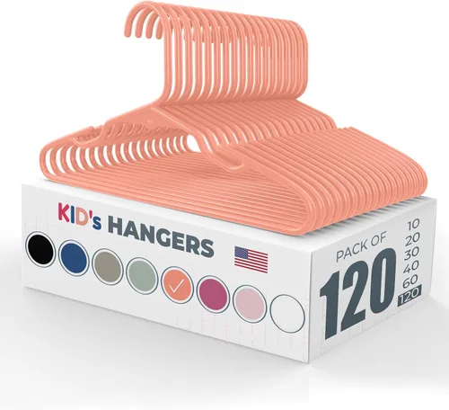 Miniatura 39 de Perchas de plástico para niños de 12 pulgadas, paquete de 10 unidades, fabricadas en los Estados Unidos, capacidad de 5 libras, perchas para ropa
