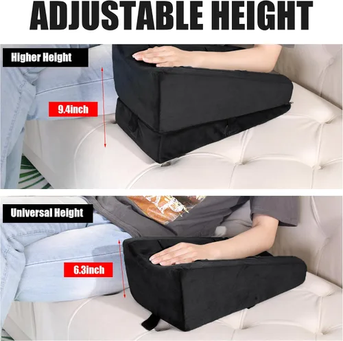 Miniatura 2 de BALAPET Almohada de elevación de brazo ajustable 2 en 1 con bolsillos, cojín ergonómico de cuña para apoyo poscirugía, almohada de refuerzo