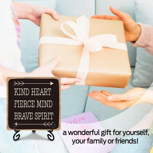 Miniatura 5 de Regalos inspiradores para mujeres y hombres, letreros de mesa de madera inspiradores, decoración de escritorio, placa de madera con soporte, corazón