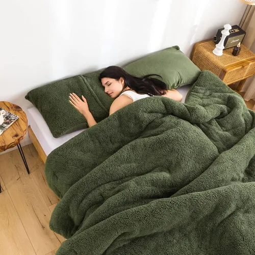 Miniatura 47 de COTTEBED Juego de edredón ultrasuave para cama King, para uso en todas las estaciones, peso ligero con microfibra de algodón lavado cálida y Verde