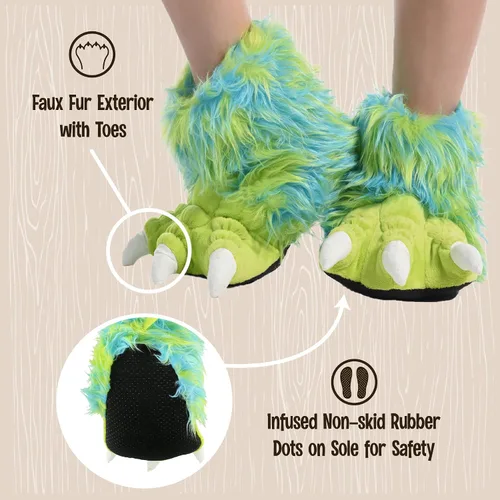 Miniatura 5 de Lazy One - Pantuflas con diseño de garra de animal para niños y adultos, disfraz divertido para niños, cálidas pantuflas peludas