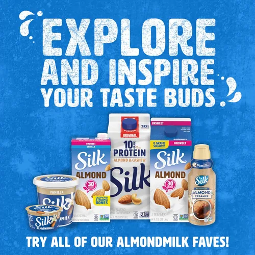 Miniatura 6 de Silk Leche de almendra estable, vainilla sin azúcar, sin lácteos, vegano, proyecto verificado sin OMG, 1 cuarto de galón