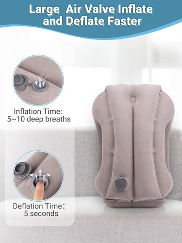 Miniatura 7 de Maliton Almohada inflable de viaje para avión cómodo para dormir para aliviar el dolor de cuello y hombros, almohada inflable de cabeza de apoyo Gris