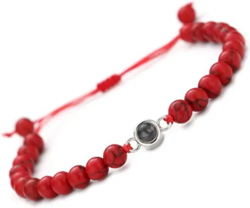 Miniatura 6 de Elegante pulsera para parejas con 100 idiomas I Loves You Projection in Crystals Mattes Stone Portable para aniversarios