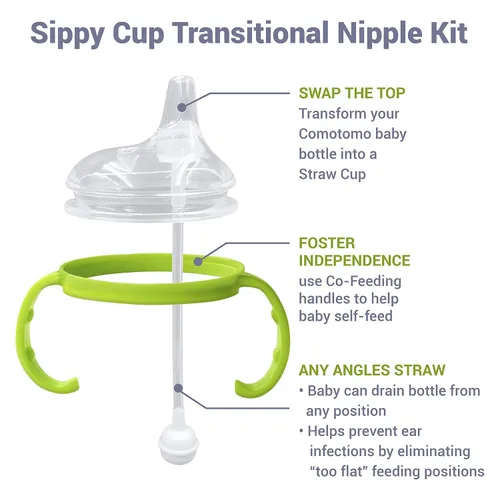 Miniatura 5 de Sippy Cup Kit de pezón de transición con boquilla suave para biberones Comotomo, 5 oz y 8 oz Caño de taza para sorber