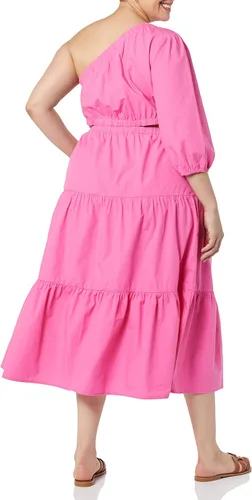 Miniatura 5 de The Drop Vestido midi escalonado de abril con un solo hombro para mujer