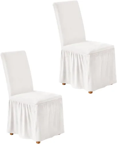 Miniatura 12 de NICEEC Fundas de silla de elastano para sillas de comedor, juego de 6 fundas de sillas de comedor extraíbles con falda, fundas de silla de comedor