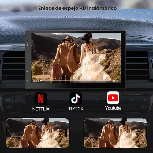 Miniatura 5 de Pantalla inalámbrica CarPlay para coche y unidad principal Android Auto – Pantalla táctil de 7 pulgadas doble DIN estéreo de coche con cámara