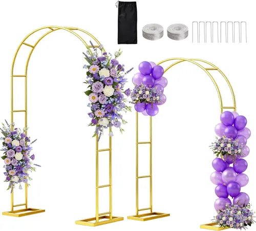 Miniatura 12 de WellSign Soporte de Arco de Fondo para Boda de 7.2 Pies, Juego de 6 Pies de 2, Kit de Soporte de Arco de Globos de Metal Dorado para Ceremonia