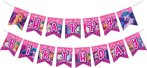 Treasures Gifted Cartel de cumpleaños con licencia oficial de My Little Pony, cartel de feliz cumpleaños, decoraciones de fiesta para paredes