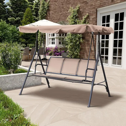 Miniatura 2 de Clihome Juego de columpios de lujo para porche al aire libre, columpios para 3 personas para columpios exteriores al aire libre para adultos, toldo