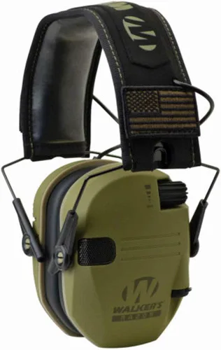 Walker's Razor Slim - Protector auditivo electrónico para tiro (amplificación y supresión de sonido) con estuche protector forro polar verde con