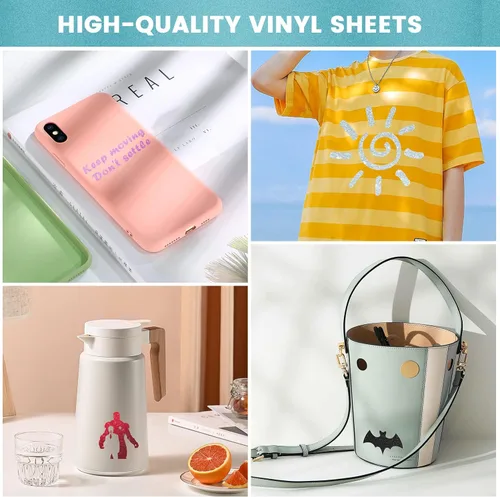 Miniatura 2 de SHARE&CARE Hojas adhesivas permanentes de vinilo con purpurina (12 x 10 pulgadas, 12 paquetes), 10 unidades de colores surtidos brillantes y 2