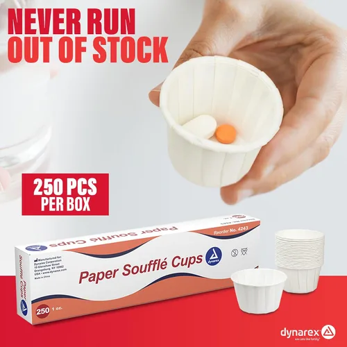 Miniatura 7 de Dynarex Vasos de Papel para Medicina - Vasos Desechables Souffle de 1 oz para Píldoras y Medicamentos - Vasos de Papel Pequeños con Bordes