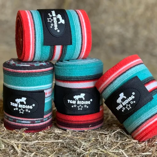 Miniatura 6 de Envolturas de pierna de polo de caballo, envolturas de polo de lana equina (juego de 4) - vendajes de pierna de caballo (marrón)