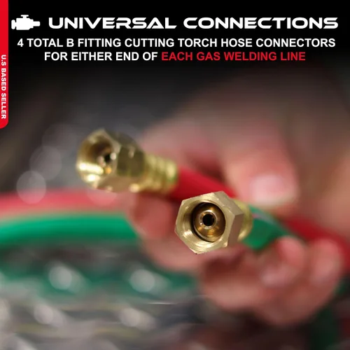 Miniatura 3 de ABN Manguera de oxiacetileno, 15 pies x 1/4 pulgadas - B Fitting Twin Cutting Torch Hose para soldadura