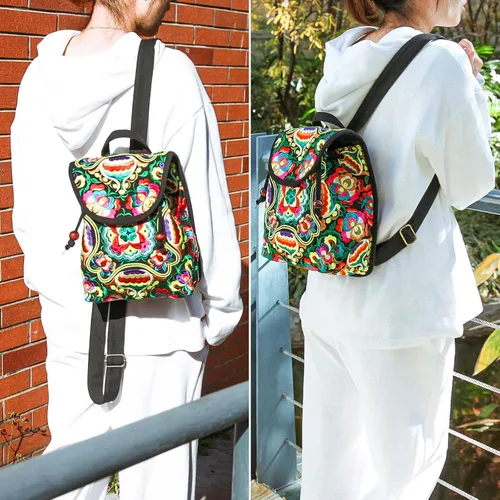 Miniatura 8 de Goodhan - Mochila de viaje para mujer, diseño clásico de bordado étnico