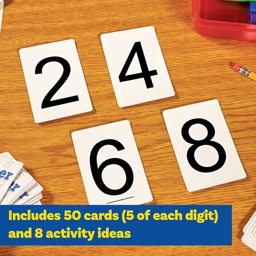 Miniatura 2 de Learning Advantage Tarjetas de números 0-9 Negro Juego de 50 Reconocimiento de números de práctica Recurso de aula