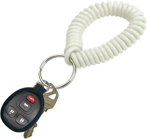 Miniatura 42 de Lucky Line - Resorte de muñeca en espiral de 2 pulgadas de diámetro con llavero de acero, multicolor, pulsera flexible para muñeca, se estira hasta