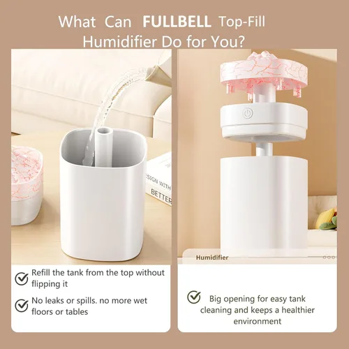 Miniatura 5 de FULLBELL Humidificador de niebla fría, 13.5 fl oz, 10-20 horas de tiempo de funcionamiento, 7 luces de color, 2 modos, 24 db silencioso, negro