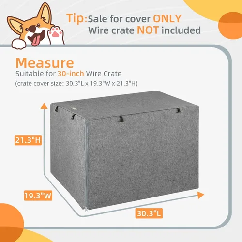 Miniatura 2 de Seiyierr Funda para jaula de perro – Fundas para perrera para jaula de perros de 30 pulgadas, poliéster de doble puerta para jaula de alambre