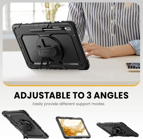 Miniatura 5 de Timecity Funda para Samsung Galaxy Tab S8 Plus/S7 FE 5G de 12.4 pulgadas con protector de pantalla y soporte giratorio de 360° y correa de hombro