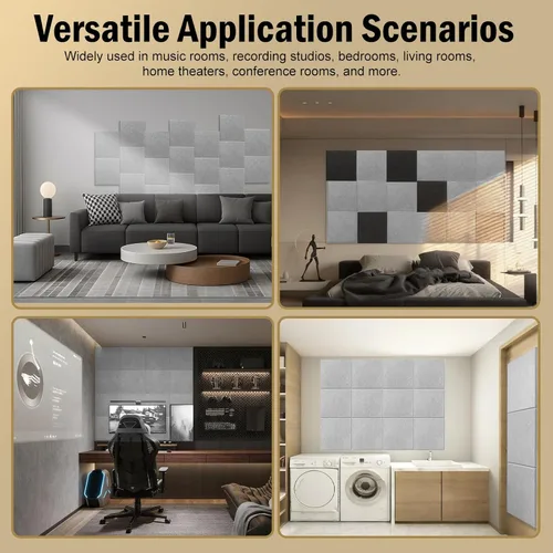 Miniatura 6 de Paquete de 12 paneles acústicos de pared de 0.4 x 12 x 12 pulgadas, paneles de pared insonorizados de alta densidad y ruido para estudio