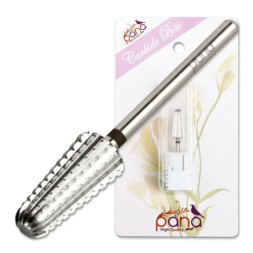 PANA - Broca volcanita de carburo para uñas, de dos vías para zurdos y diestros – Rápida extracción del acrílico o gel duro – vástago de 3/32