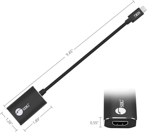 Miniatura 7 de SIIG CB-TC0C12-S1 Adaptador de cable USB tipo C a 4K HDMI - Compatible con Thunderbolt 3 - Convertidor macho a hembra - Diseño de enchufe reversible