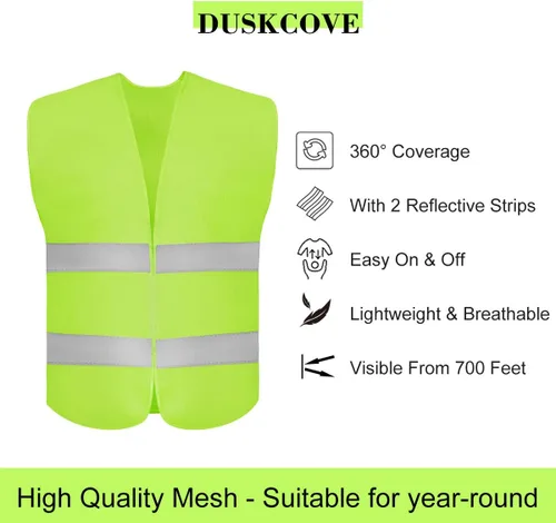 Miniatura 2 de DUSKCOVE Paquete de 10 chalecos de seguridad de alta visibilidad para trabajo de tráfico, correr, topógrafo y guardia de seguridad, chaleco