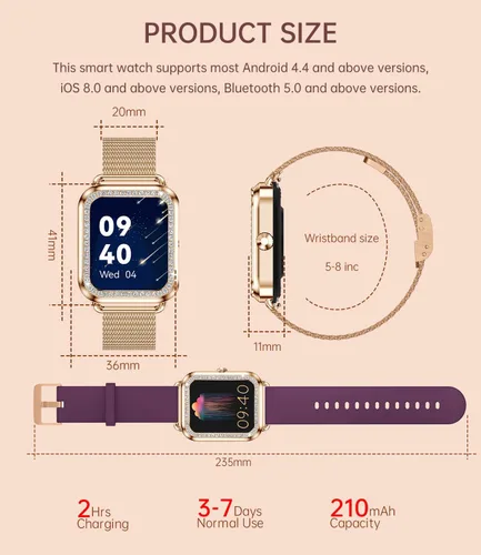 Miniatura 7 de Reloj inteligente para mujer (respuesta/hacer llamadas) 1.59 pulgadas rastreador de actividad física con monitor de sueño de frecuencia cardíaca