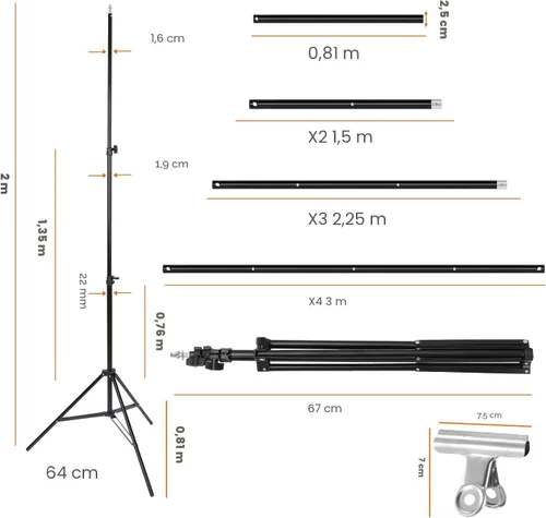 Miniatura 3 de iMounTEK - Soporte para Telón de Fondo para Estudio de Fotografía y Vídeo, 10 Pies de Ancho, Soporte Ajustable para Telón de Fondo, Kit de Soporte