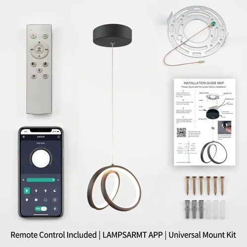 Miniatura 7 de Lámpara colgante LED - Isla moderna, regulable a distancia, aplicación inteligente, colgante ajustable para cocina, comedor, dormitorio