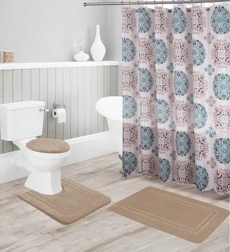 Miniatura 5 de Kids Zone Home Linen - Juego de accesorios de baño de 16 piezas: tapete de ducha antideslizante, tapete de pie de sanitario antideslizante, tapa