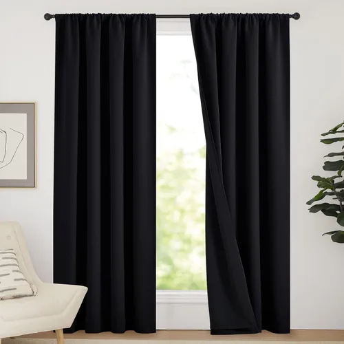 Miniatura 128 de NICETOWN Cortinas blancas 100% opacas, 2 capas gruesas completamente opacas con bolsillo para barra, cortinas aislantes térmicas para Blanco puro