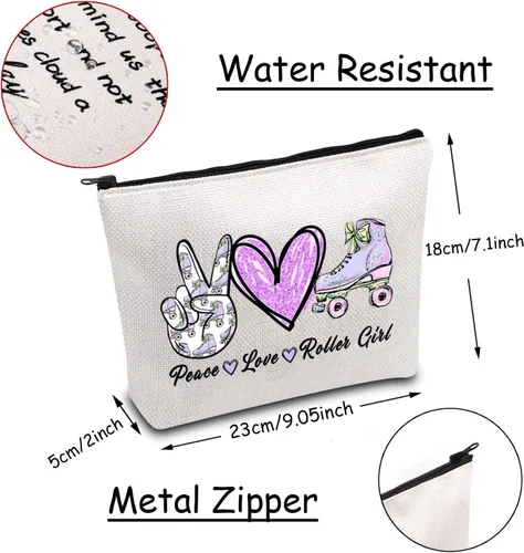 Miniatura 2 de JXGZSO Bolsa de maquillaje para patinaje sobre ruedas, bolsa de rodillo de amor de paz, bolsa de patinaje para fanáticos del equipo, regalo