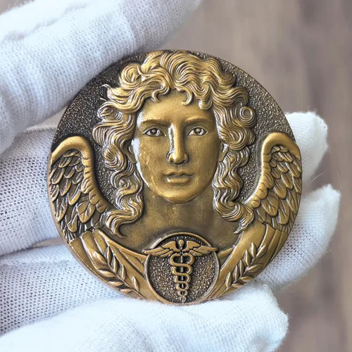 Miniatura 3 de Moneda de desafío Arcángel Rafael – Ficha curativa de aleación de zinc de 1.57 pulgadas con oración inspiradora para fortaleza y paz, para salud
