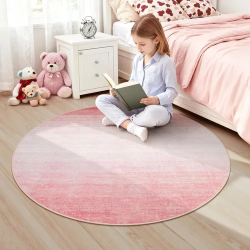 Miniatura 52 de Wonnitar Alfombra rosa lavable de 2 x 6 pies, moderna alfombra de pasillo de baño en degradé, contemporáneo, antideslizante, alfombra degradada