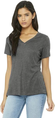 Miniatura 5 de Bella Canvas Camiseta relajada con cuello en V peinada para mujer, Mezcla triple, púrpura