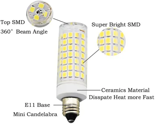Miniatura 3 de Bombillas LED E11 completamente nuevas, 7 vatios, reemplazo de bombillas halógenas de 75W 100W, 720 lúmenes, blanco cálido 3000K JD T3 / T4 E11 mini