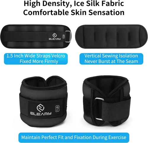 Miniatura 3 de ELEAMY Pesas de tobillo para mujeres y hombres, pares de 0.5 libras, 1 libra, 2 libras, 3 libras, para caminar, correr, yoga, fitness, tela de seda
