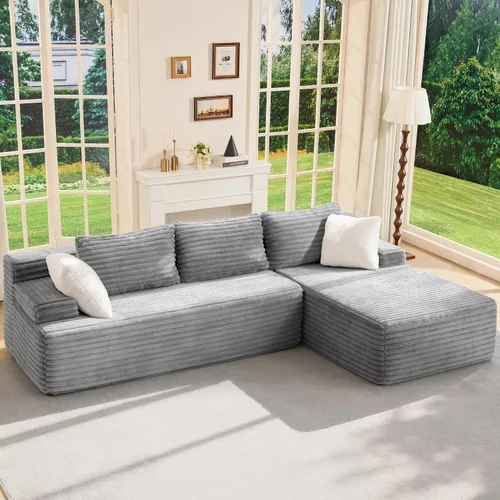 Miniatura 26 de Hobestluk Sofá modular modular sin hueso, sofá en forma de L, sofá modular de 3 asientos, sofá modular de espuma viscoelástica para muebles de sala