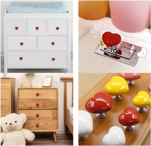 Miniatura 2 de Love Heart - Botón de inodoro con forma de corazón, botón de repuesto para inodoro, sin necesidad de perforar agujeros, pomos de cajón, decoración