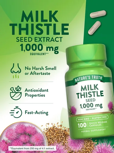 Miniatura 5 de Cápsulas de extracto de cardo mariano 1000 mg 100 unidades Suplemento sin OMG y sin gluten por Nature's Truth
