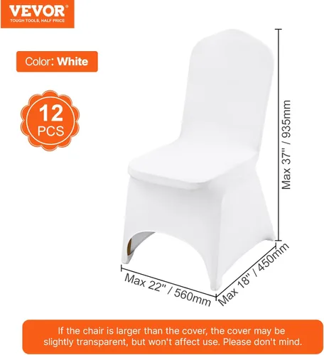 Miniatura 7 de VEVOR 12 Piezas Fundas de Silla de Frente Plano Poliéster Spandex Funda de Silla Elástica Fundas Deslizantes, Bodas, Vacaciones, Banquetes, Fiestas