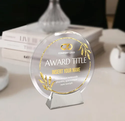 Miniatura 6 de Basic Fundamentals Placa redonda de cristal de platino personalizada, placa como premios y trofeos, placas para empleados de jubilación del mes