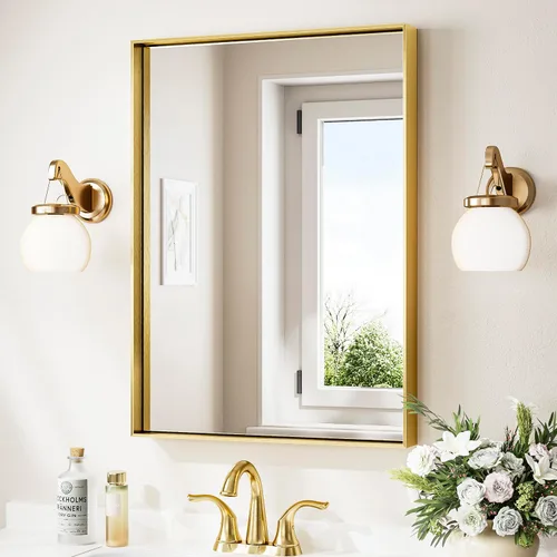Miniatura 48 de Keonjinn - Espejo rectangular con marco negro para baño de 40 x 30 pulgadas, espejo de pared para sobre el lavabo, espejos de tocador de metal