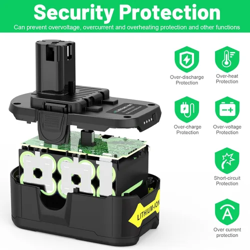 Miniatura 5 de TREE.NB 8.0Ah 18Volt Replacement for Ryobi 18V Lithium Battery Ultra-High Capacity Compatible with Ryobi ONE+ 18V Battery P102 P103 P104 P105 P106