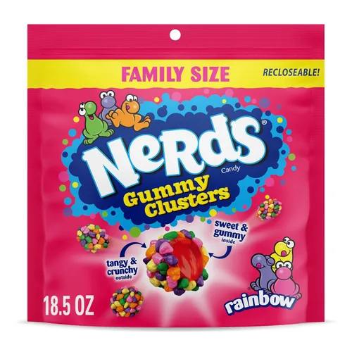 Miniatura 11 de NERDS Gummy Clusters Candy, arcoíris, crujiente y gomoso, 3 onzas (paquete de 12)