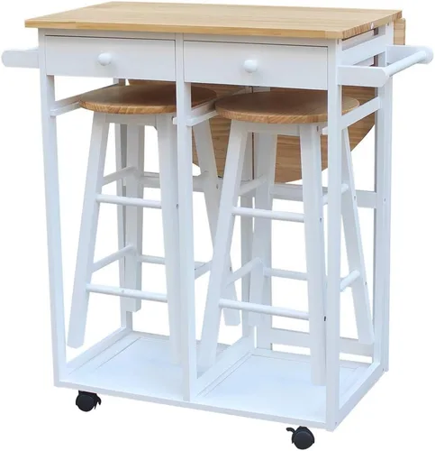 Juego de mesa de comedor, barra de cocina plegable, carrito de desayuno con hojas caídas para espacios pequeños, isla de cocina con ruedas, carrito